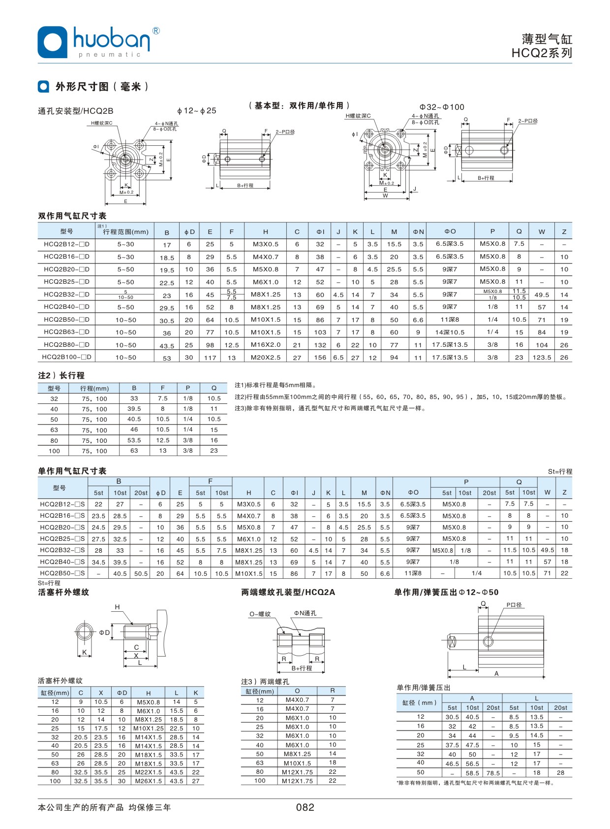 HCQ2薄型氣缸，標(biāo)準(zhǔn)型